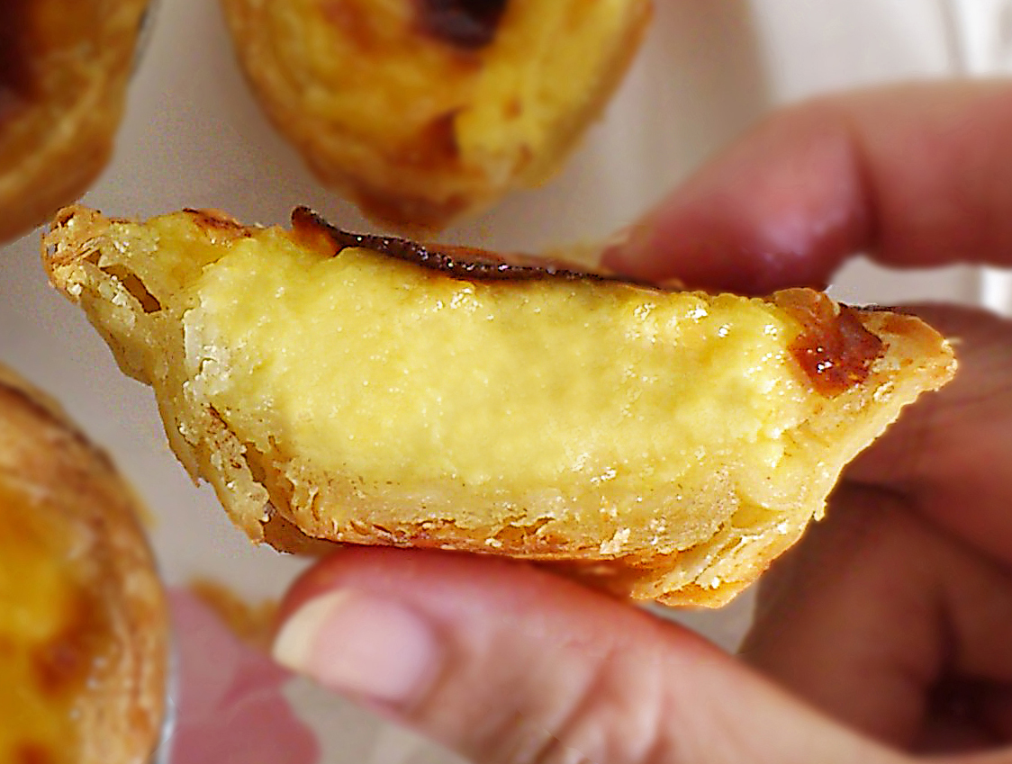 portuguese egg tart with evenly brown crust